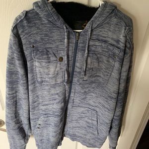 Helix Soft Blue Hooded Zipper Jacket Sz Large Mens